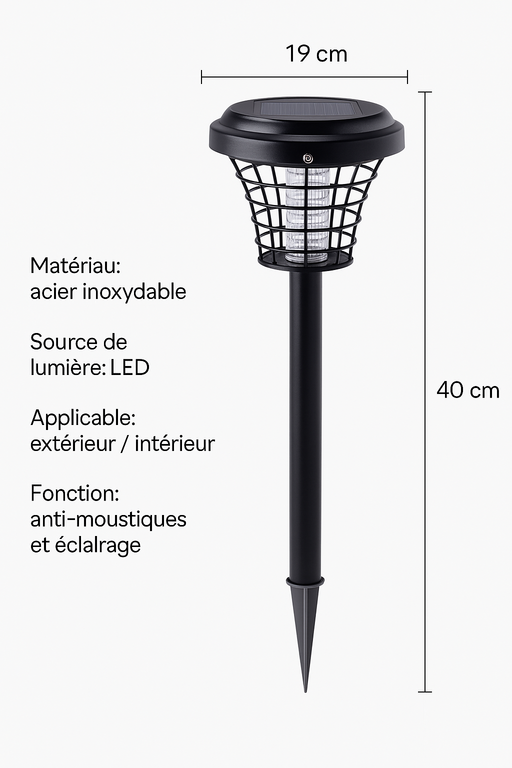 Lampe Solaire ANTI MOUSTIQUE pour l'extérieur (pelouse , terrain , champ )