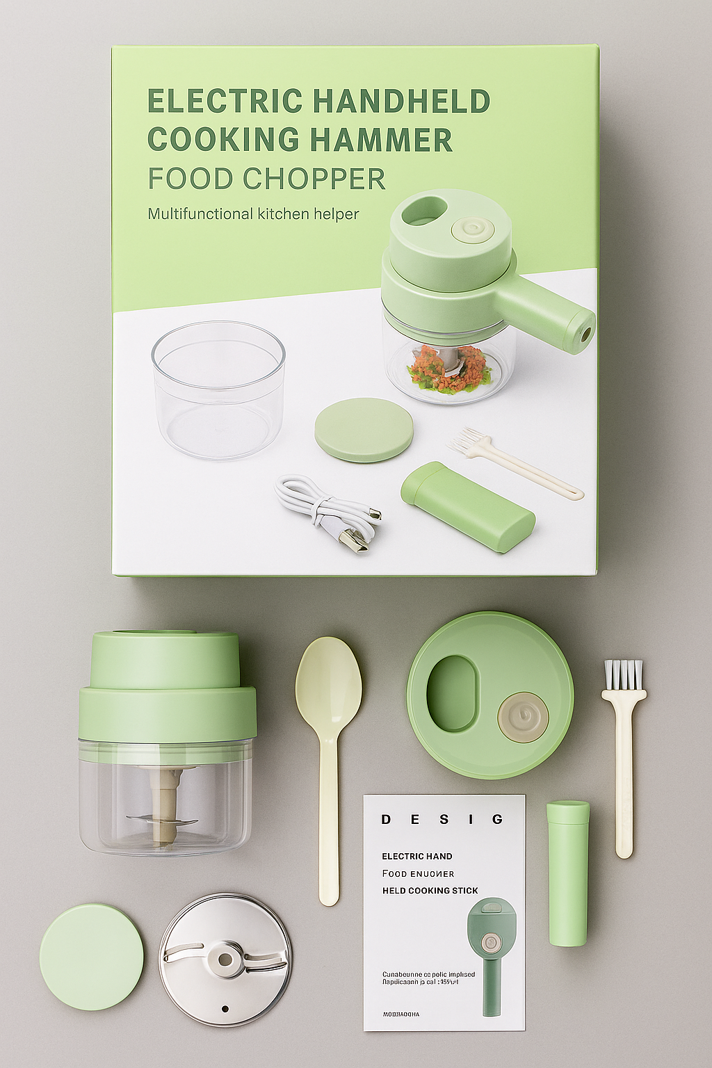 Mini Trancheuse & Hachoir Électrique 2-en-1 – Sans fil & Rechargeable