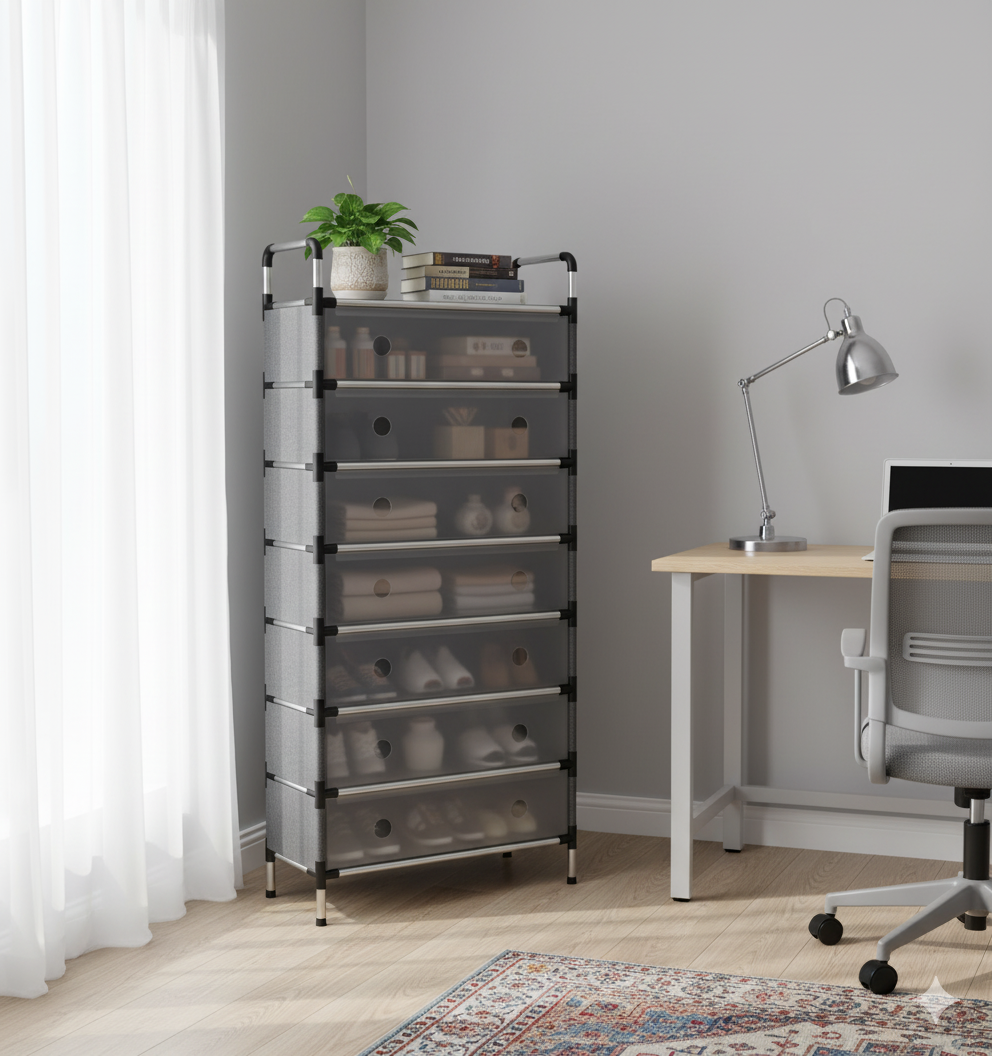 ÉTAGÈRE À CHAUSSURES AVEC PROTECTION ANTI-POUSSIERE