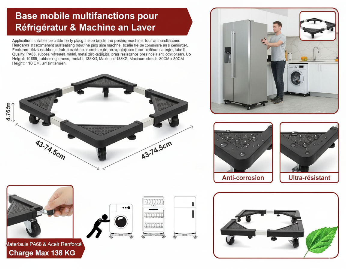 Support Ajustable à Roulettes